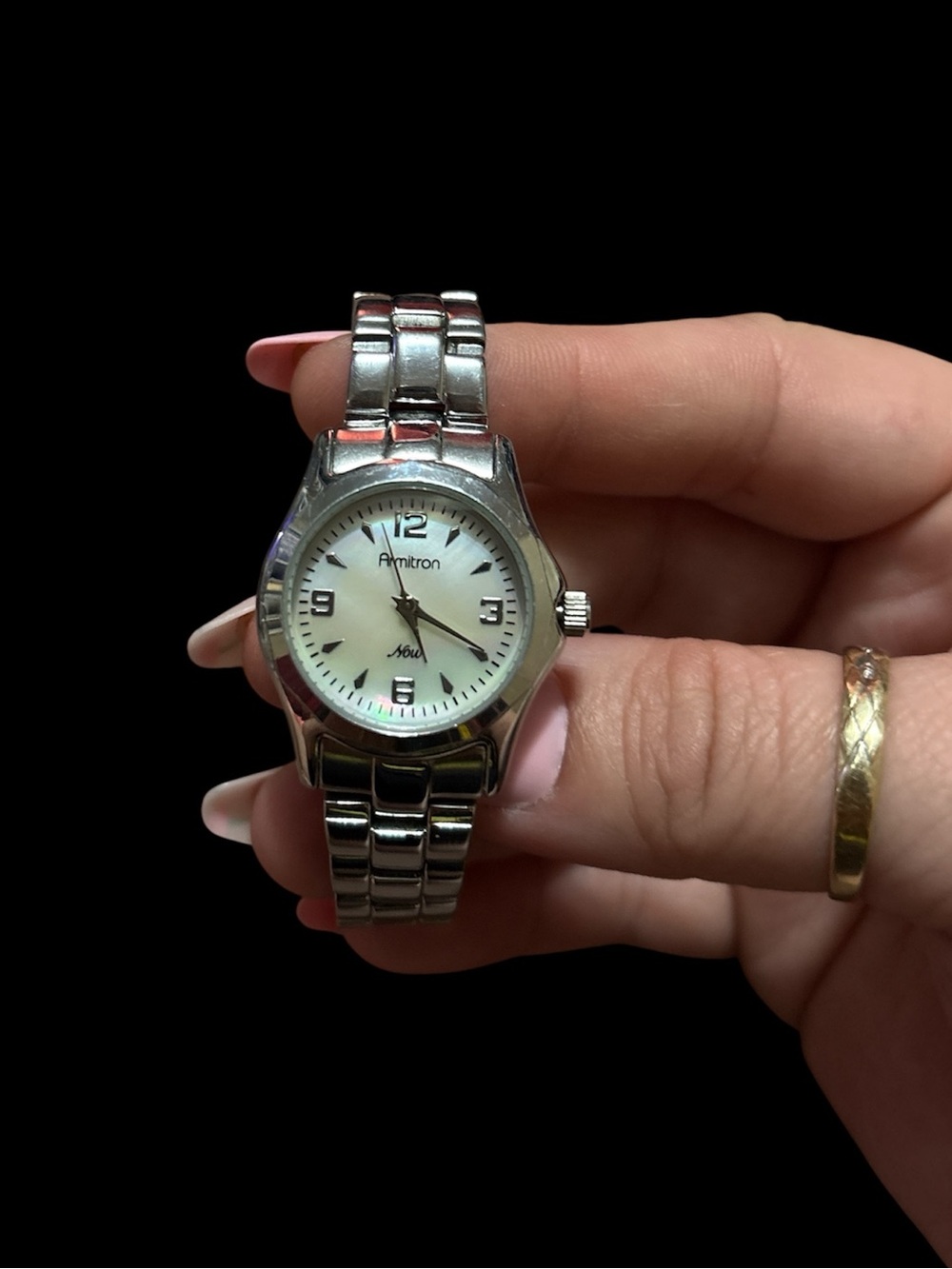 Armitron Silver Tone Bracelet Watch with White Dial